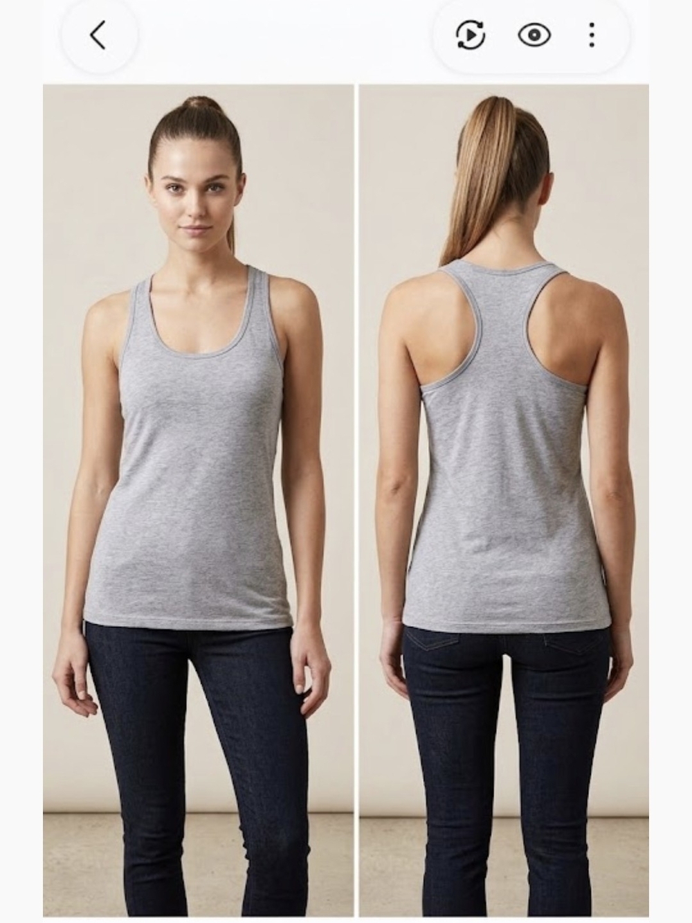 Ardene Heather Gray Scoop Neck Racerback Tank Top Soft Stretch Basic Size Small